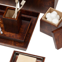 Bern Mappa Burl Veneer Bathroom Accessories (Dark Honey)