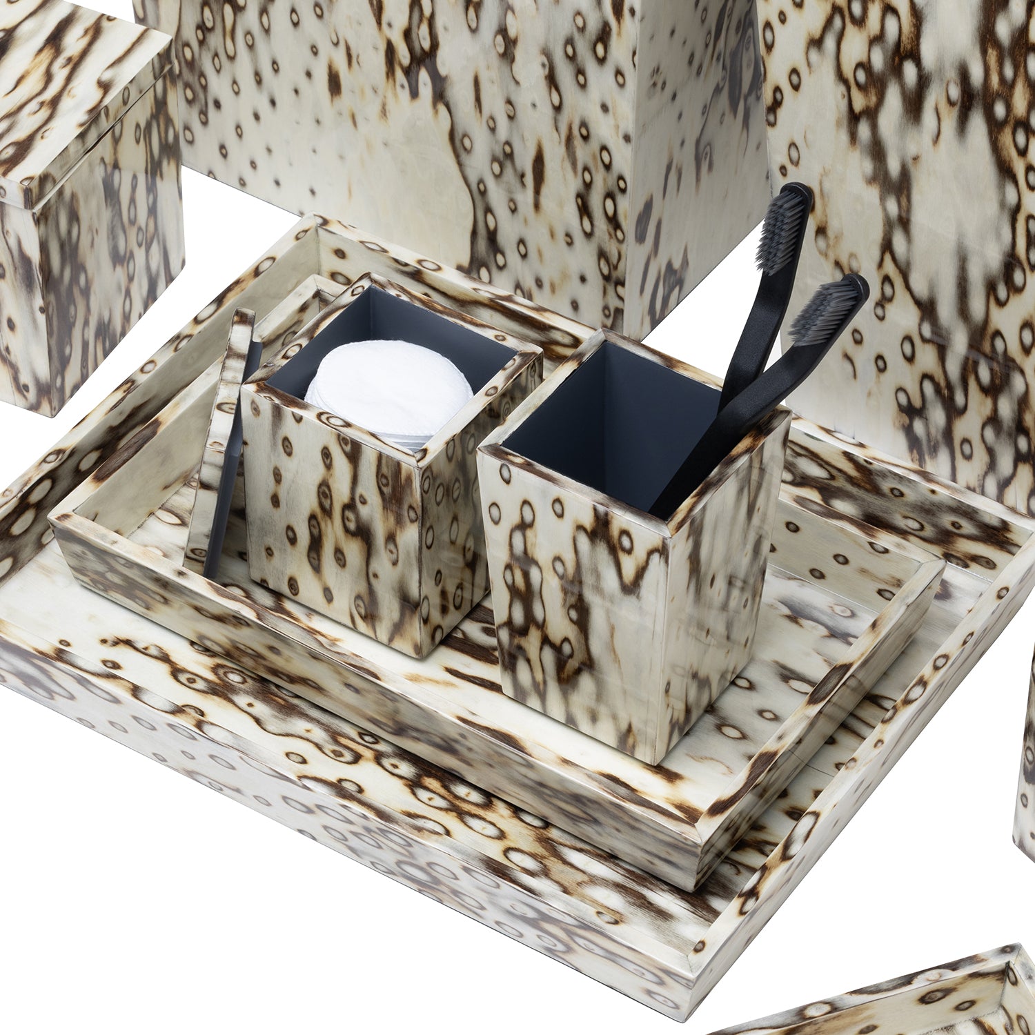 Bisbee Maple Birdseye Burl Veneer Bathroom Accessories