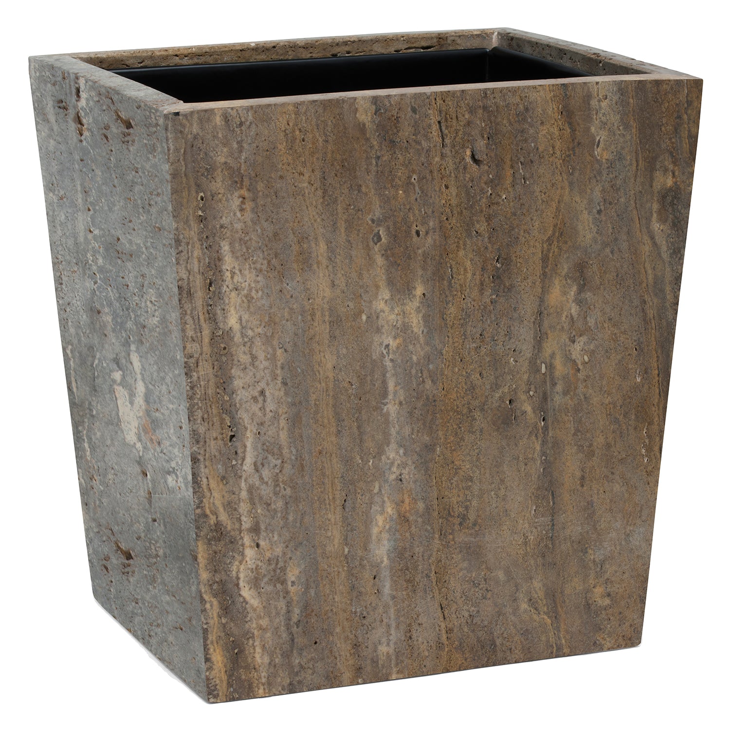 Bowen Travertine/Resin Rectangle Wastebasket - Thumbnail 2