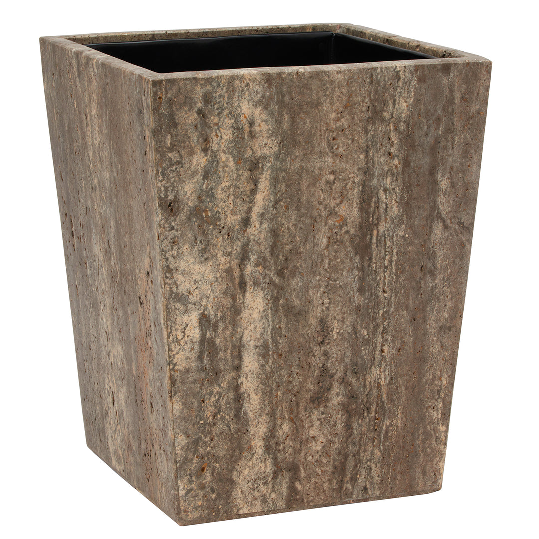 Bowen Travertine/Resin Square Wastebasket (Gray)