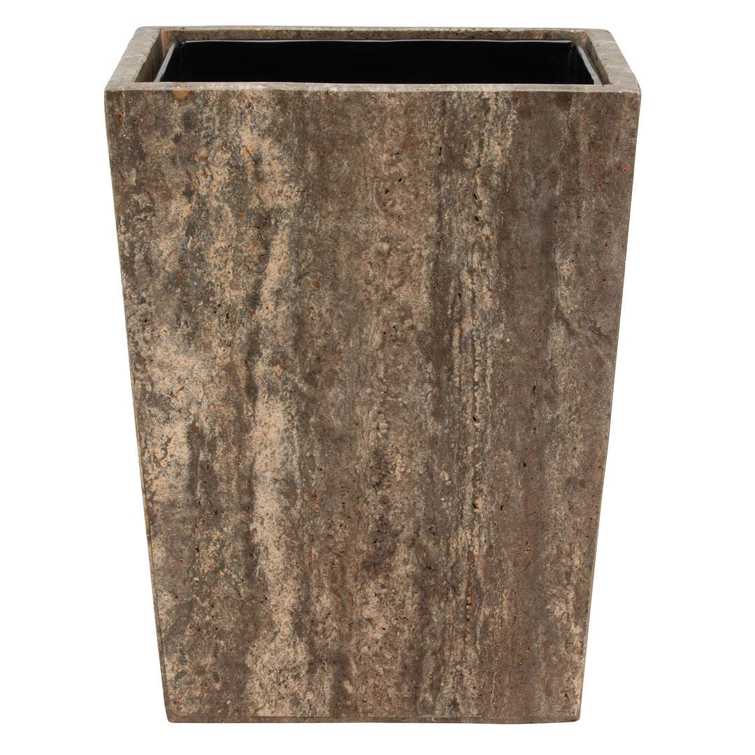 Bowen Travertine/Resin Square Wastebasket (Gray)