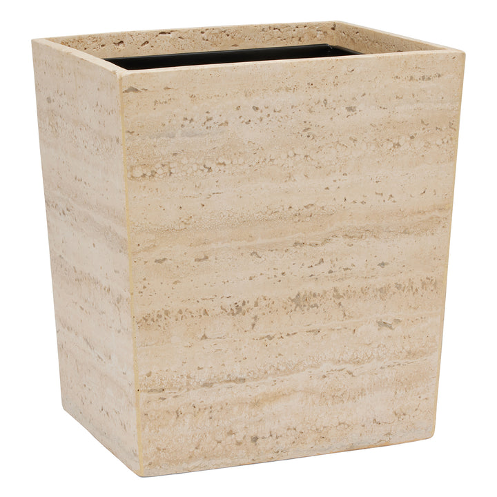 Bowen Travertine/Resin Rectangle Wastebasket (Natural)