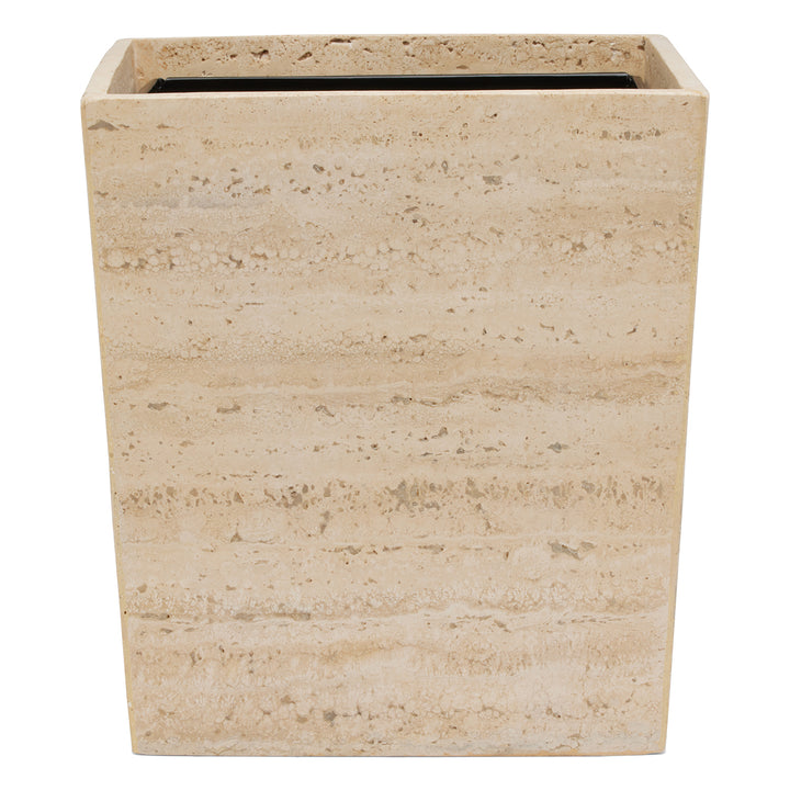 Bowen Travertine/Resin Rectangle Wastebasket (Natural)