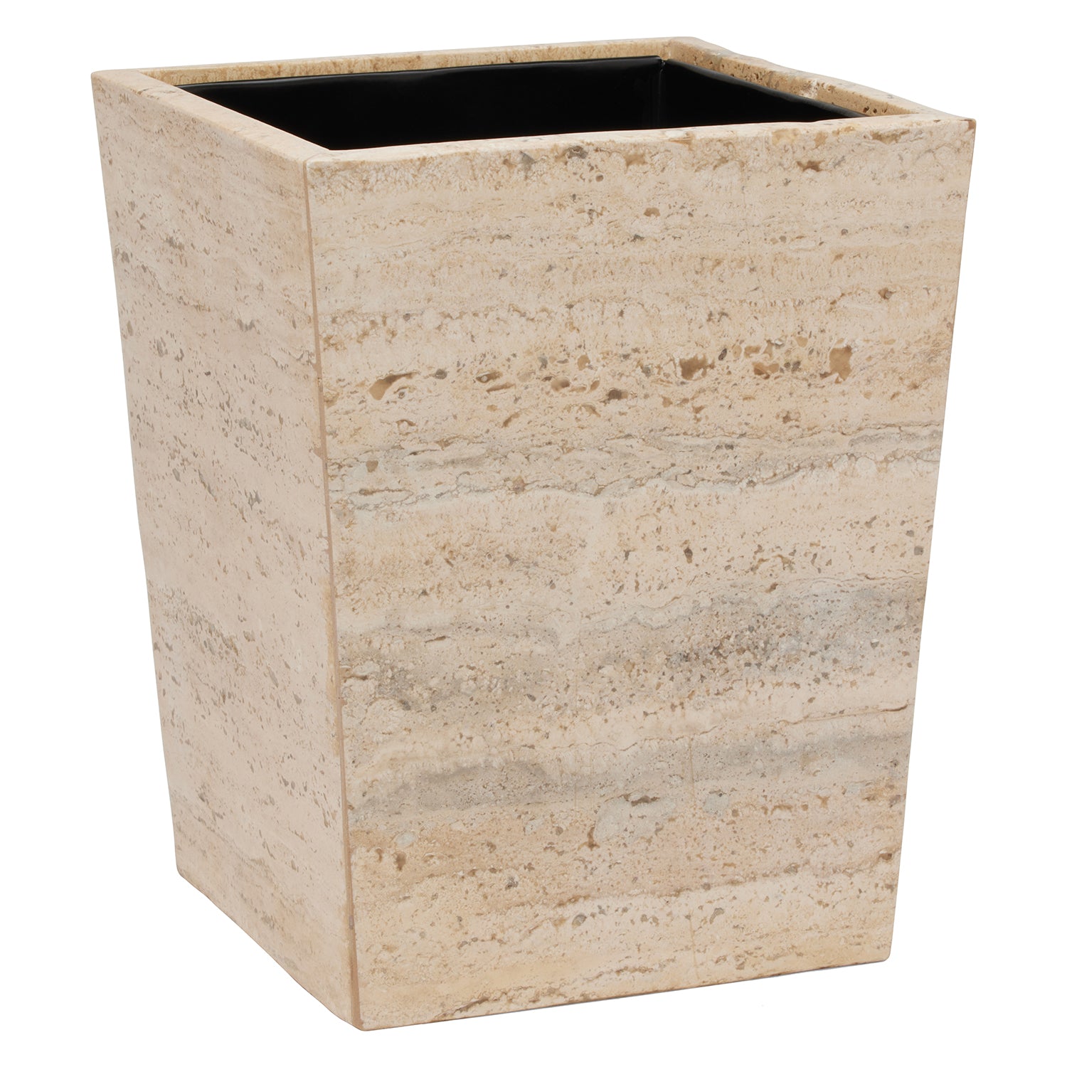 Bowen Travertine/Resin Square Wastebasket