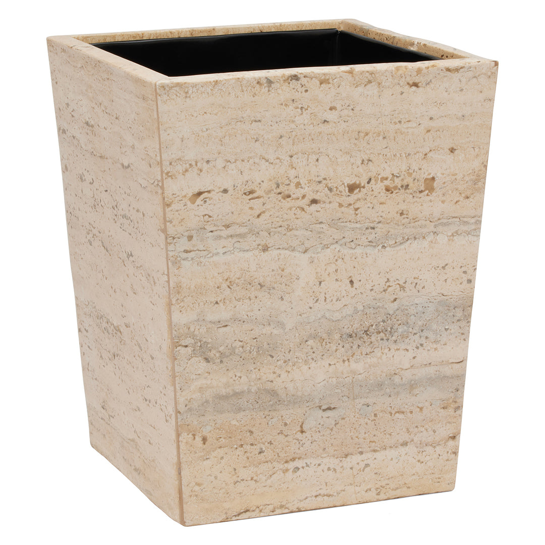 Bowen Travertine/Resin Square Wastebasket (Natural)