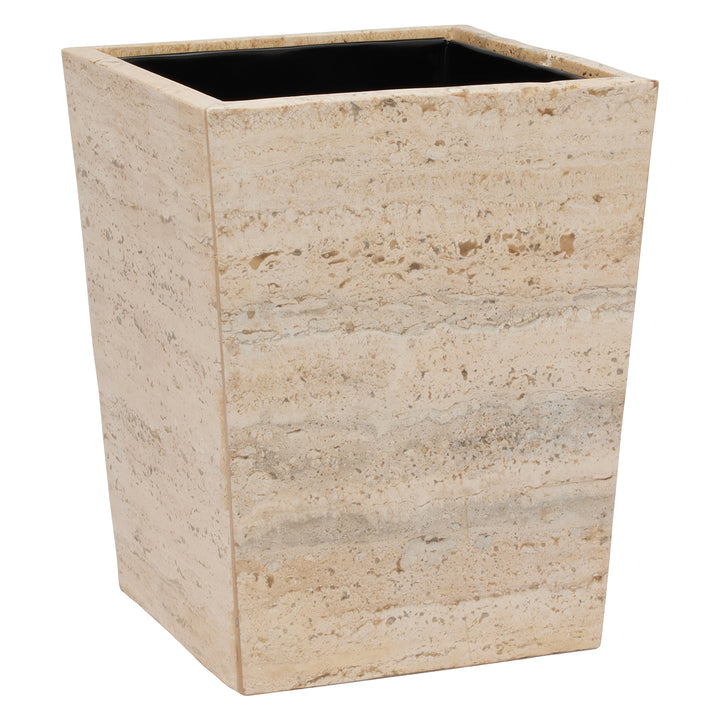 Bowen Travertine/Resin Square Wastebasket (Natural)