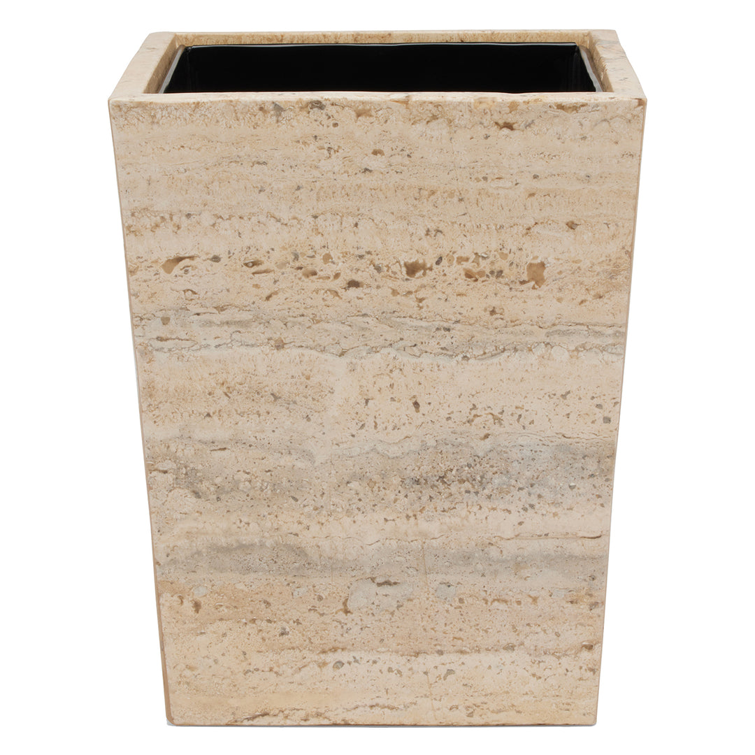 Bowen Travertine/Resin Square Wastebasket (Natural)