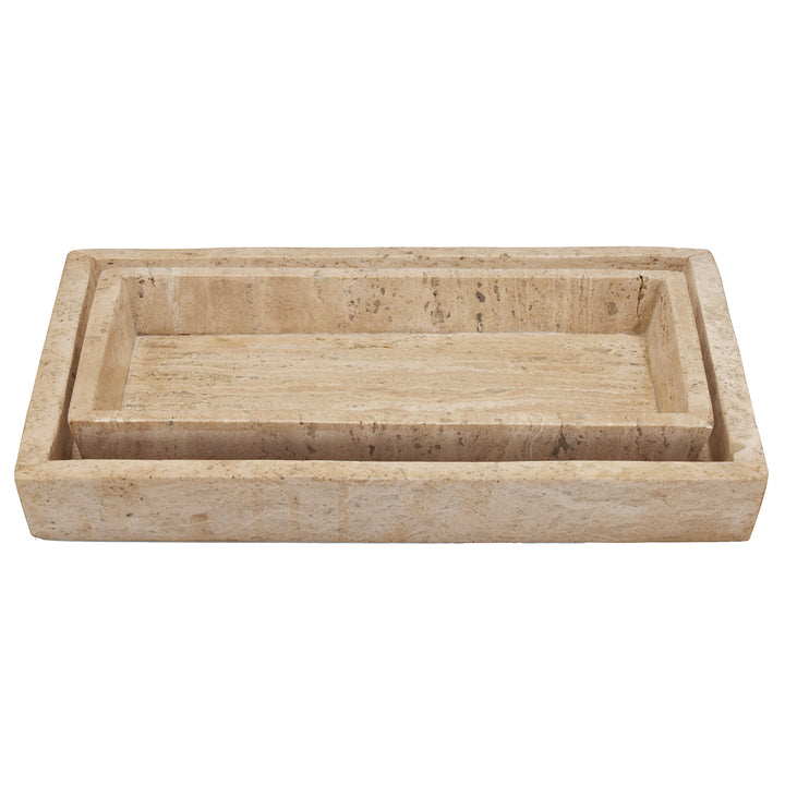 Bowen Travertine/Resin Nested Trays Set/2 (Natural)