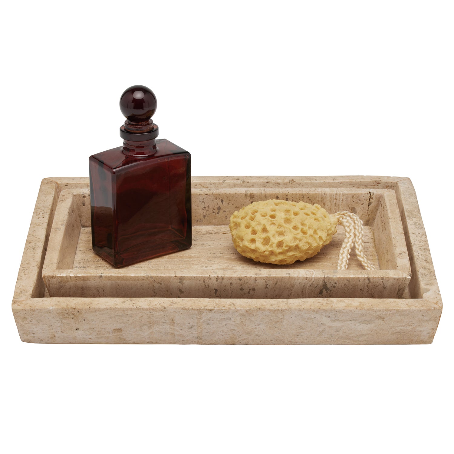 Bowen Travertine/Resin Nested Trays Set/2 - Thumbnail 2