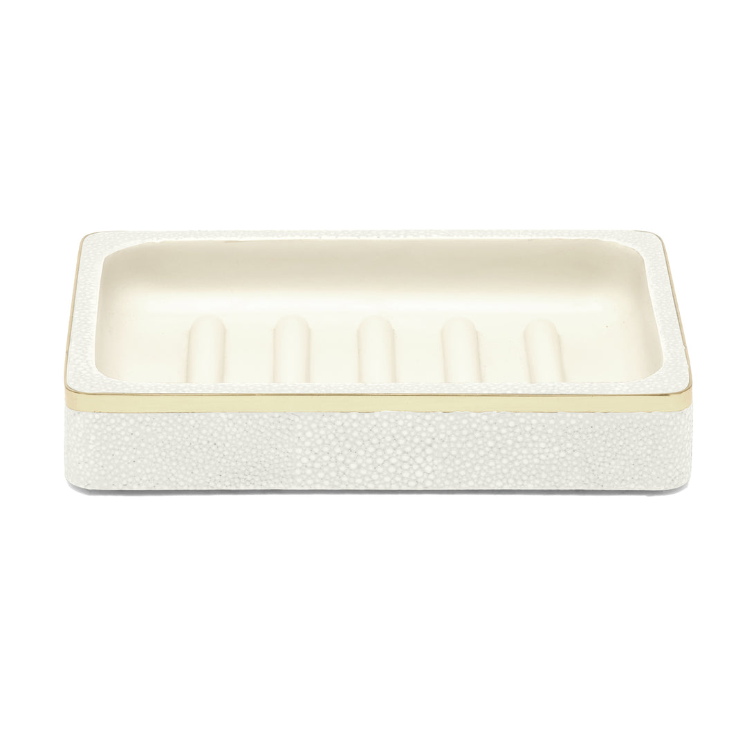 Bradford Faux Shagreen Soap Dish (Blanc/Gold)