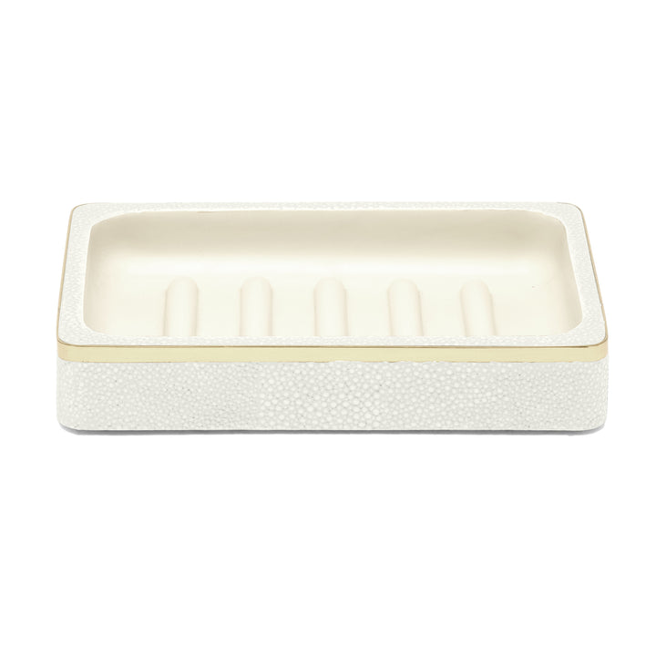 Bradford Faux Shagreen Soap Dish (Blanc/Gold)