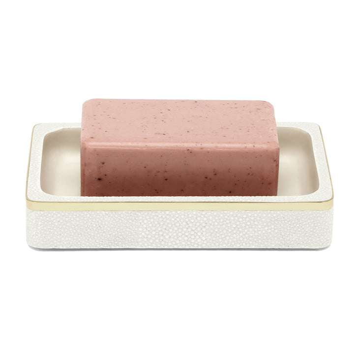 Bradford Faux Shagreen Soap Dish (Blanc/Gold)