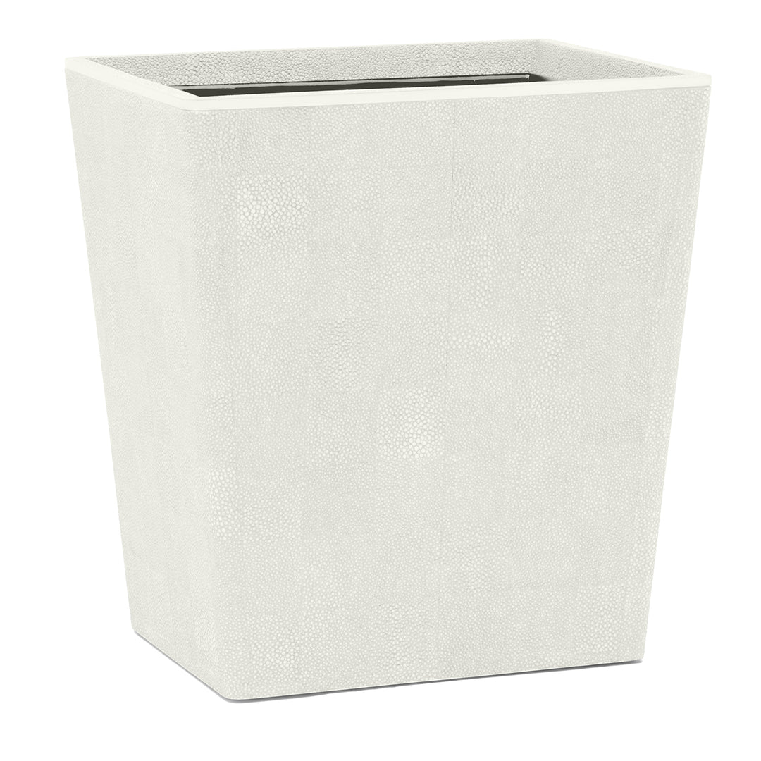 Bradford Faux Shagreen Rectangle Waste Basket (Blanc/Gold)