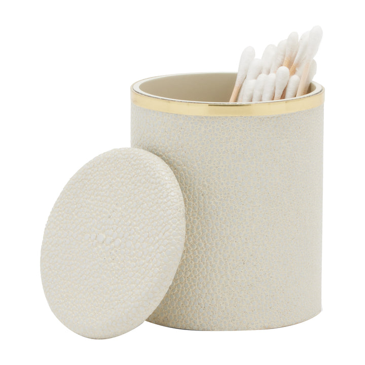 Bradford Faux Shagreen Small Canister (Blanc/Gold)