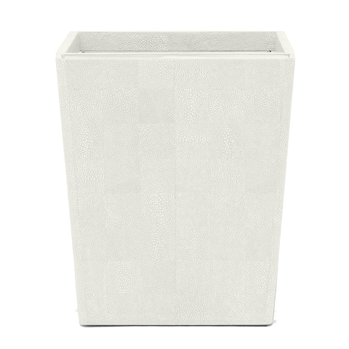 Bradford Faux Shagreen Square Waste Basket (Blanc/Gold)