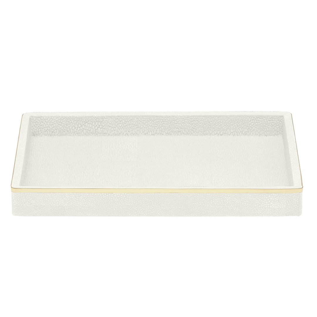 Bradford Faux Shagreen Bathroom Accessories (Blanc/Gold)