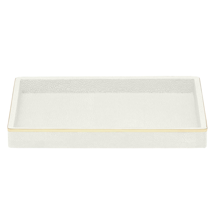 Bradford Faux Shagreen Bathroom Accessories (Blanc/Gold)