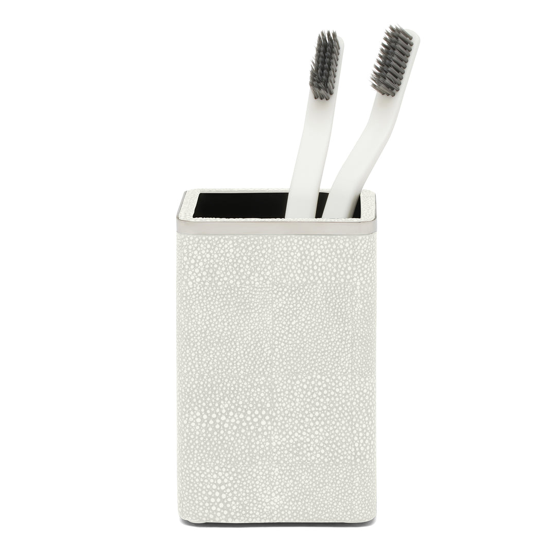 Bradford Faux Shagreen Bathroom Accessories (Blanc/Silver)