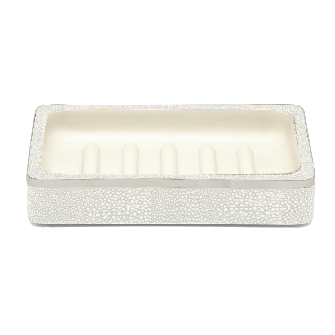 Bradford Faux Shagreen Soap Dish (Blanc/Silver)