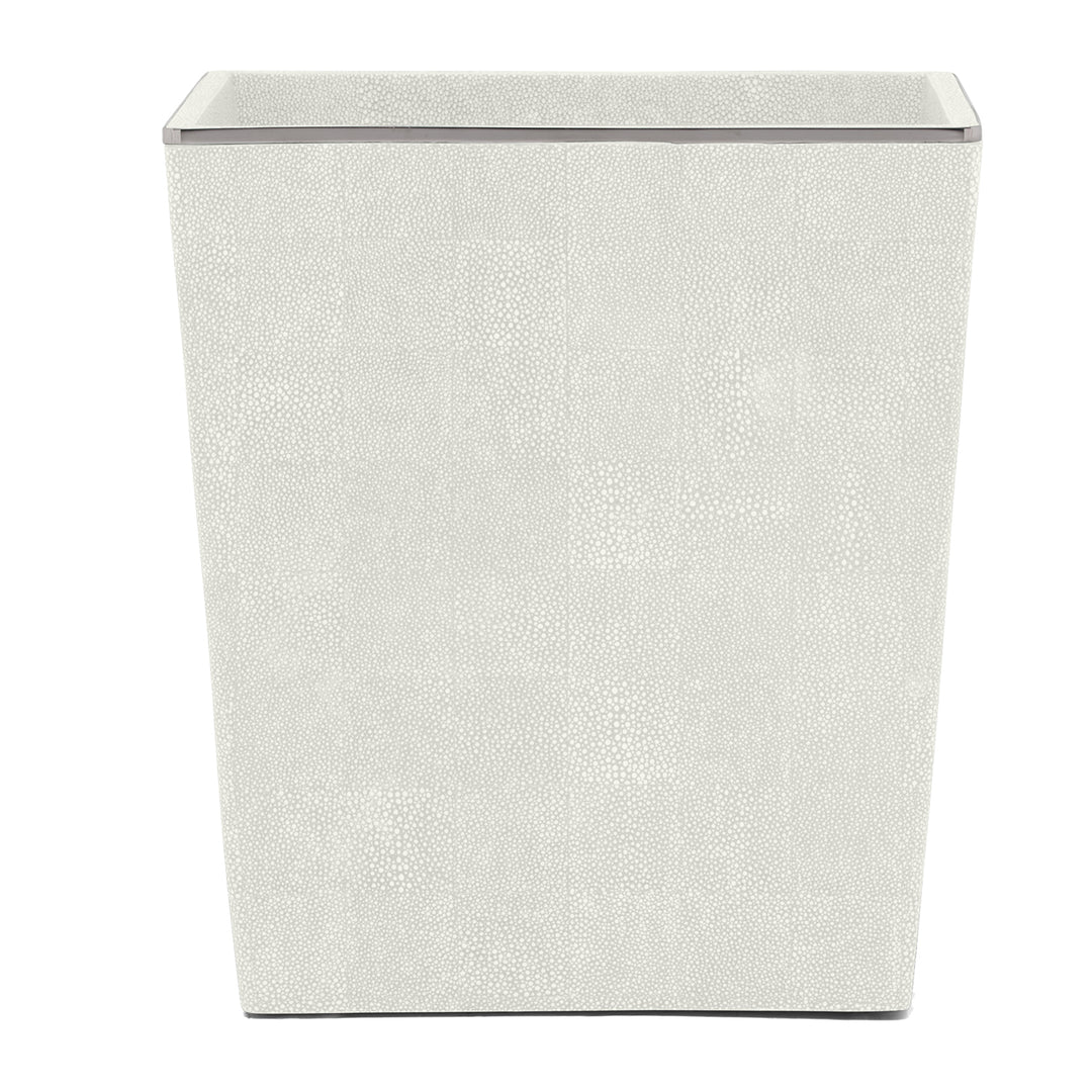 Bradford Faux Shagreen Rectangle Waste Basket (Blanc/Silver)