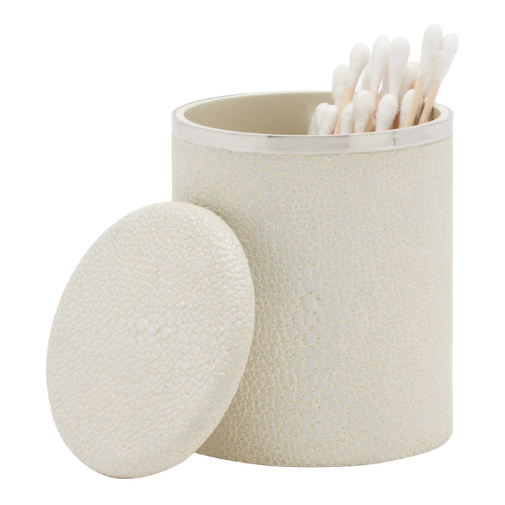 Bradford Faux Shagreen Small Canister (Blanc/Silver)