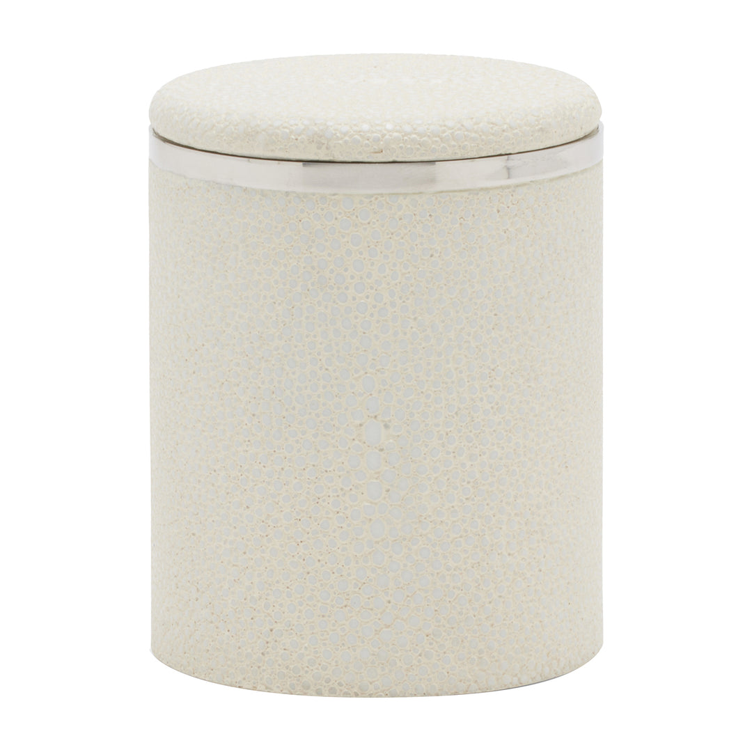 Bradford Faux Shagreen Small Canister (Blanc/Silver)