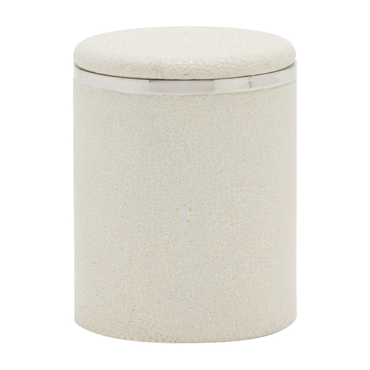 Bradford Faux Shagreen Small Canister (Blanc/Silver)