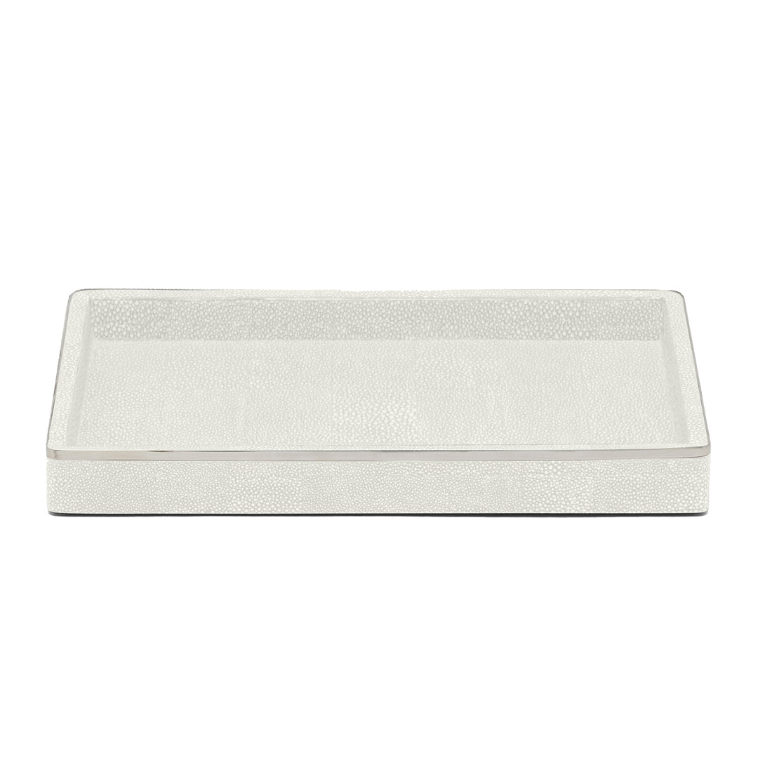 Bradford Faux Shagreen Tray (Blanc/Silver)