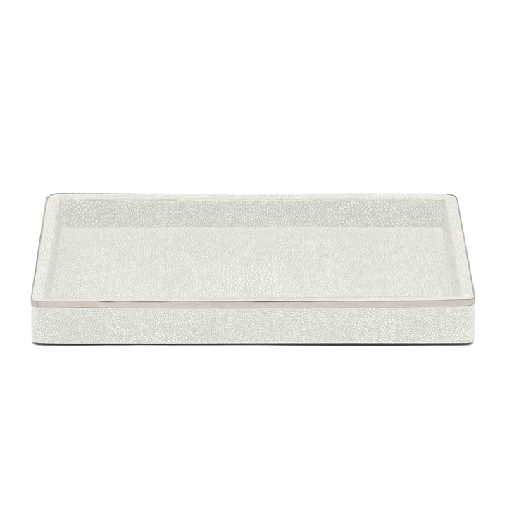 Bradford Faux Shagreen Tray (Blanc/Silver)