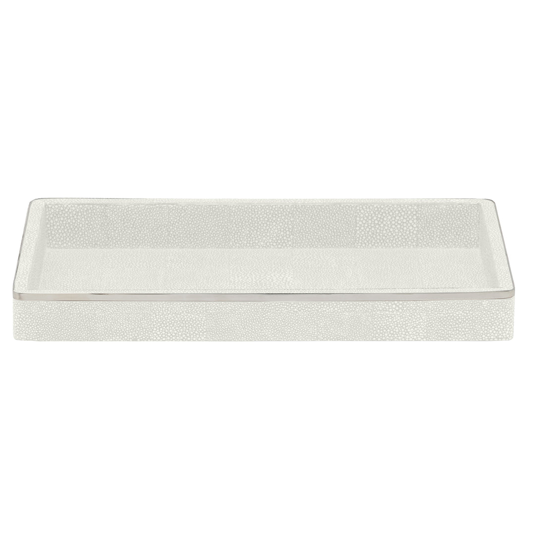 Bradford Faux Shagreen Bathroom Accessories (Blanc/Silver)