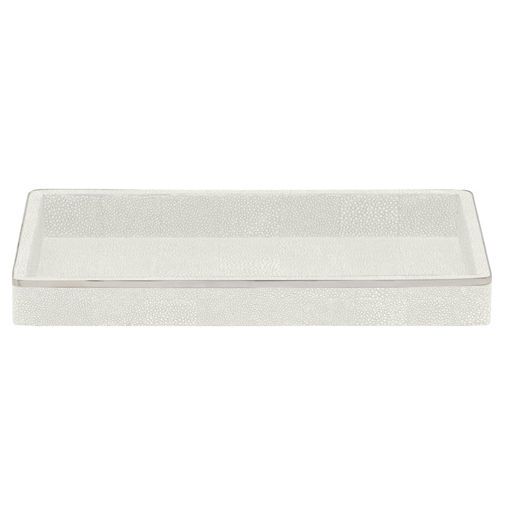 Bradford Faux Shagreen Bathroom Accessories (Blanc/Silver)