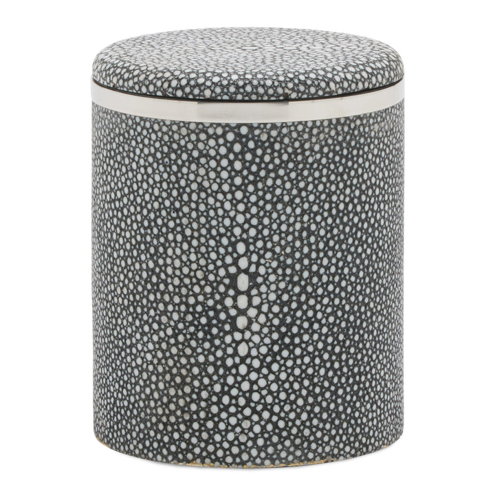 Bradford Faux Shagreen Small Canister (Cool Gray/Silver)