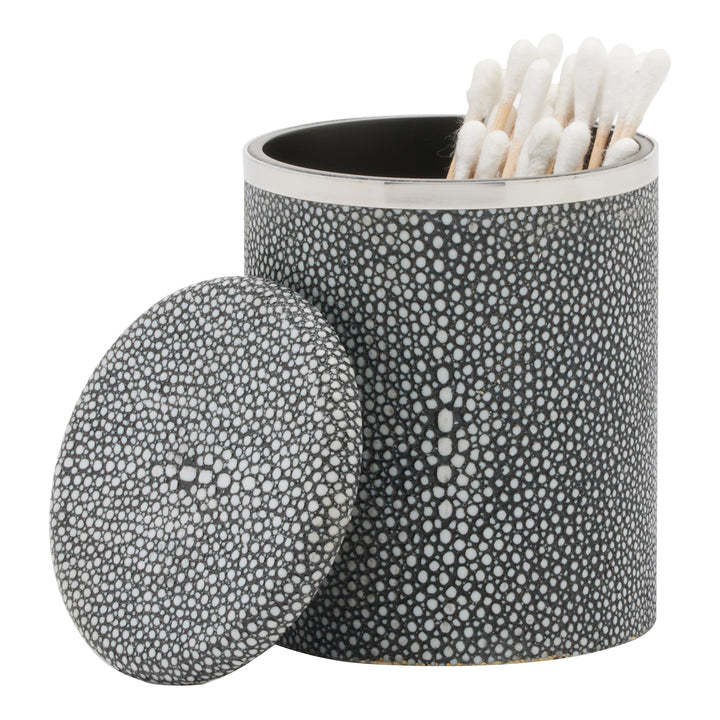 Bradford Faux Shagreen Small Canister (Cool Gray/Silver)