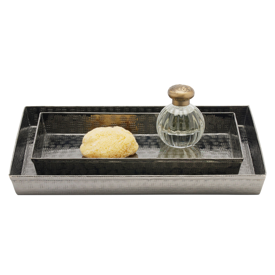 Buren Etched Metal Nested Trays Set/2 (Black Nickel )