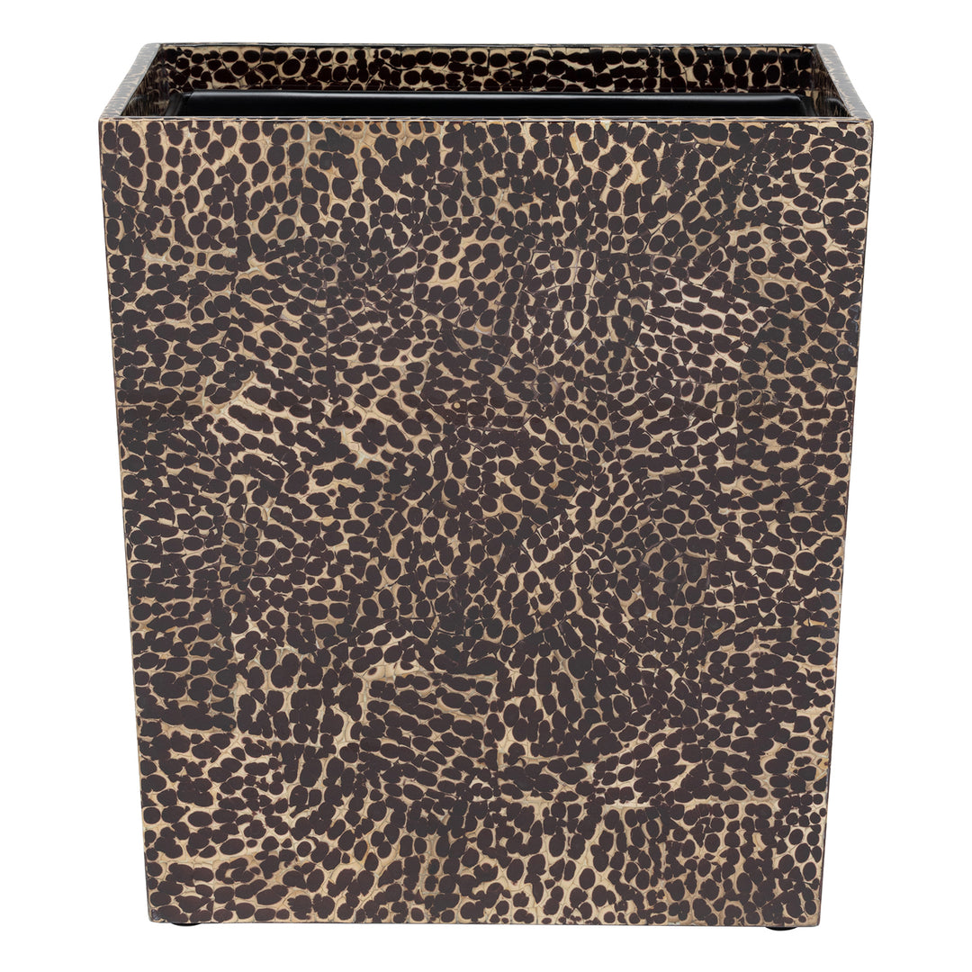 Callas Lacquered Eggshell Rectangle Wastebasket (Deep Bronze)