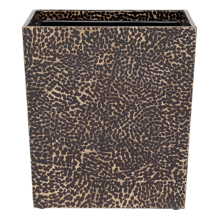 Callas Lacquered Eggshell Rectangle Wastebasket (Deep Bronze)