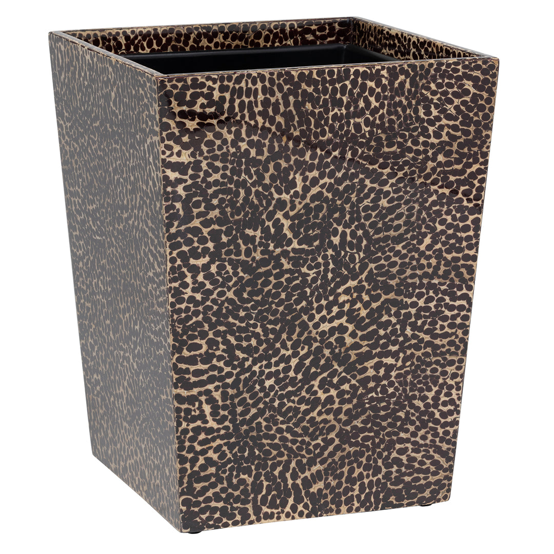 Callas Lacquered Eggshell Square Wastebasket (Deep Bronze)