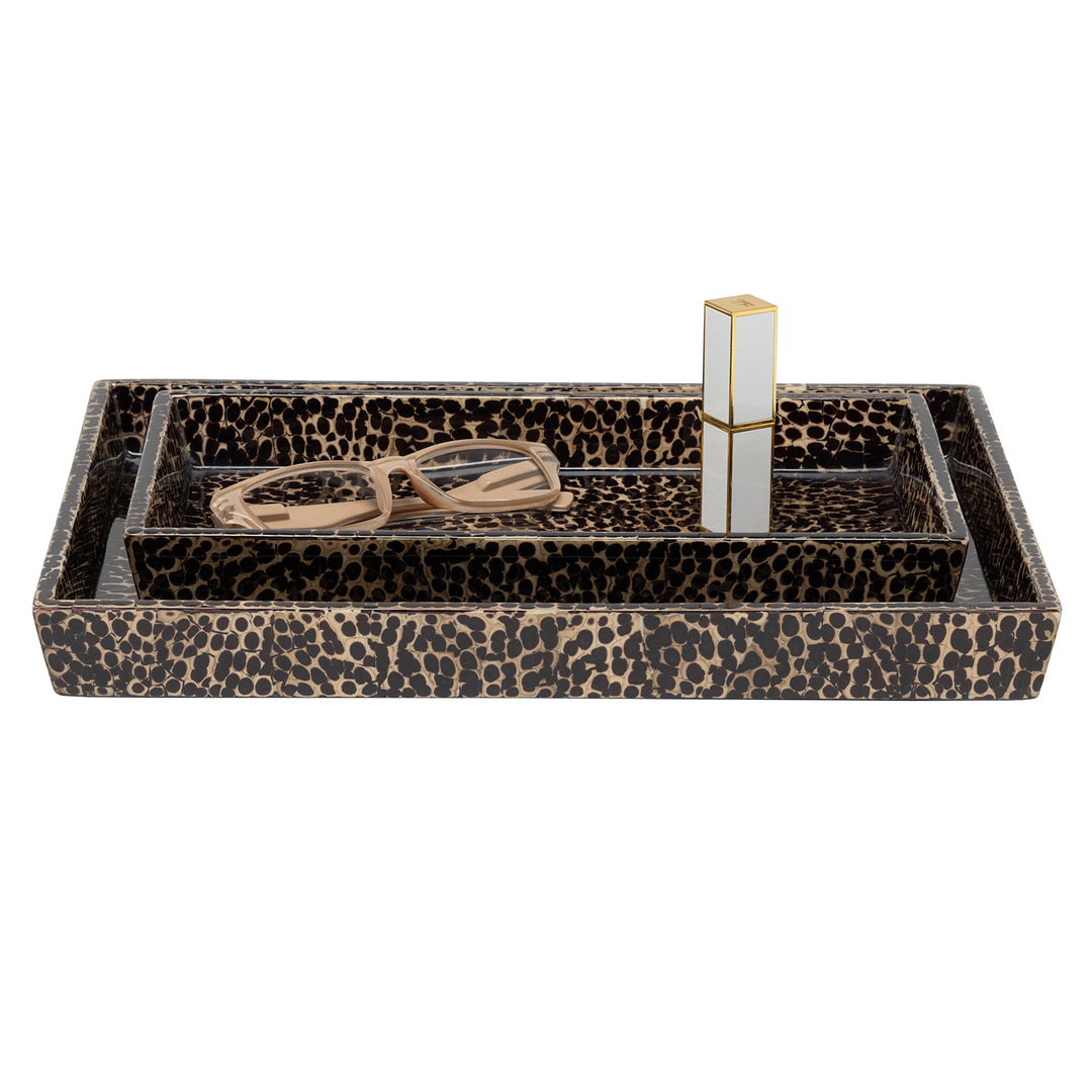 Callas Lacquered Eggshell Nested Trays Set/2 (Deep Bronze)