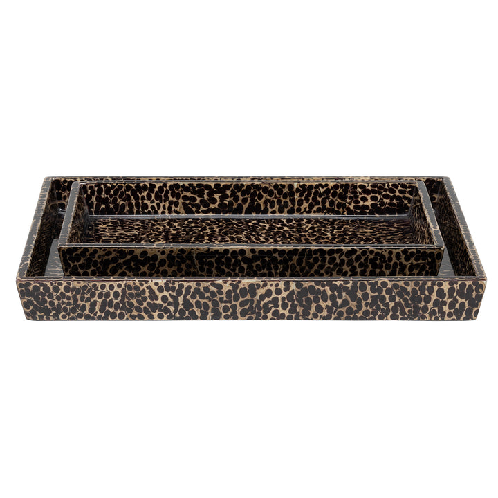 Callas Lacquered Eggshell Nested Trays Set/2 (Deep Bronze)