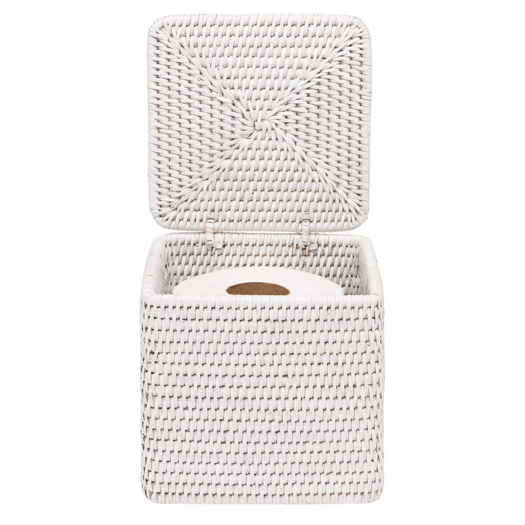 Camden Rattan Single Toilet Paper Holder Set of 2 (White)