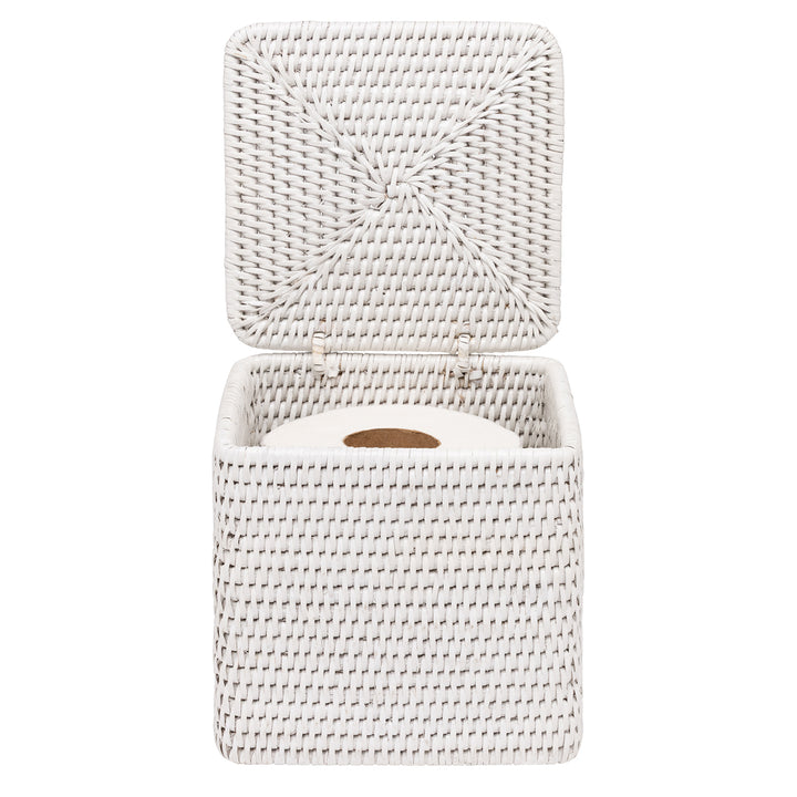 Camden Rattan Single Toilet Paper Holder Set of 2 (White)