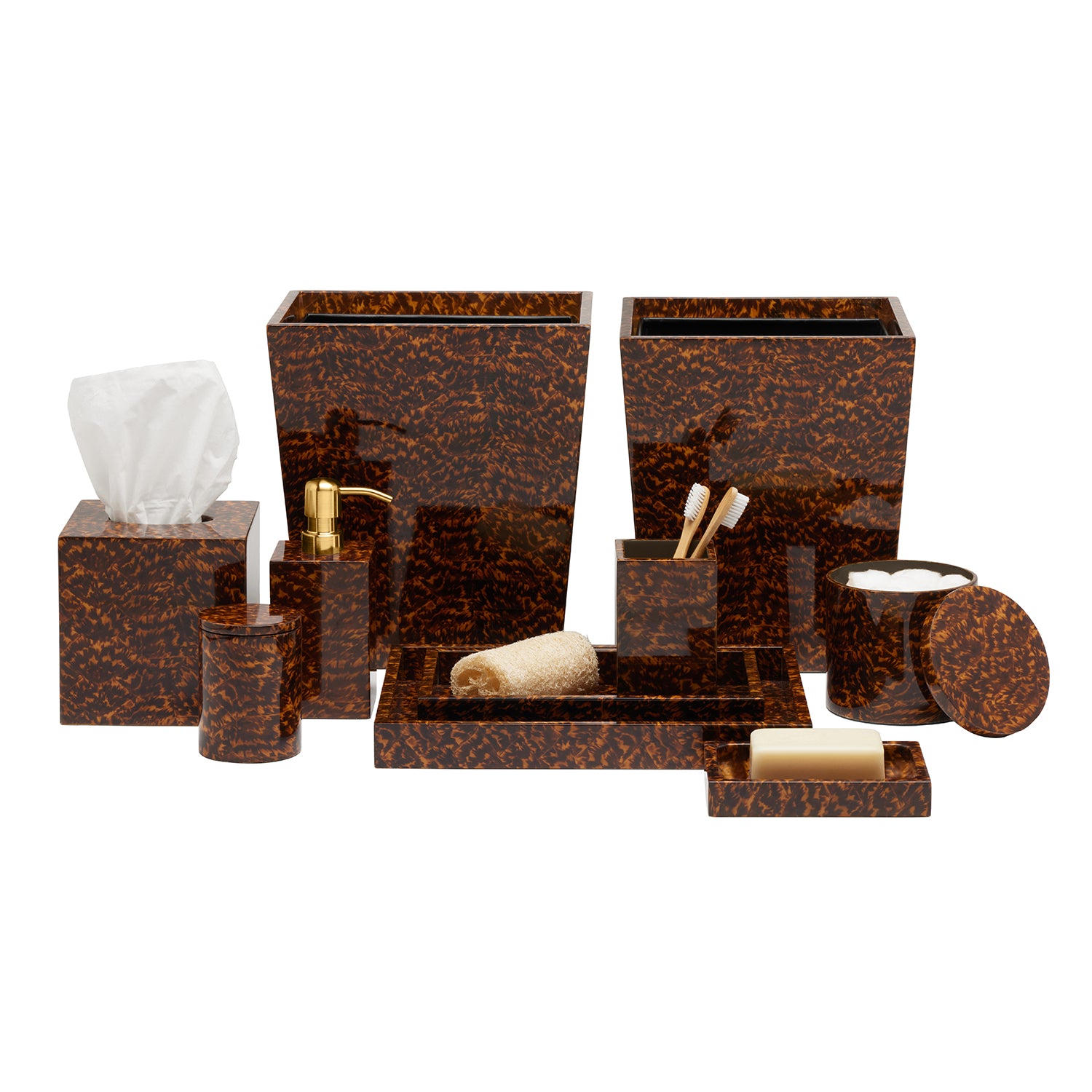 Carmel High-Gloss Faux Tortoise Bathroom Accessories - Thumbnail 5