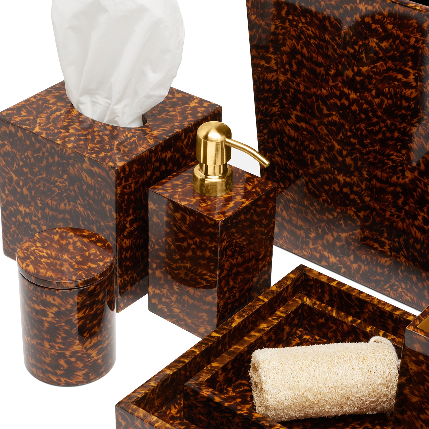 Carmel High-Gloss Faux Tortoise Bathroom Accessories - Thumbnail 4