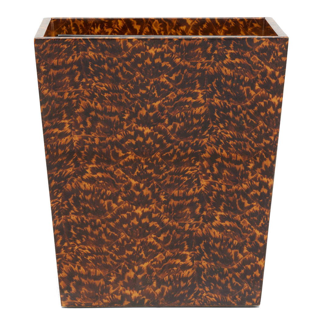 Carmel High-Gloss Faux Tortoise Rectangle Wastebasket