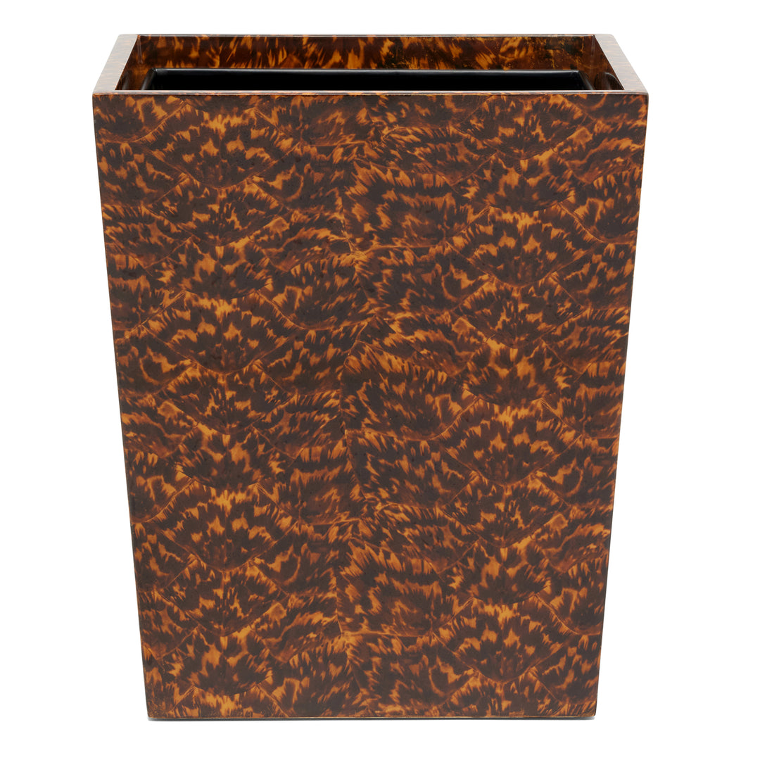 Carmel High-Gloss Faux Tortoise Square Wastebasket