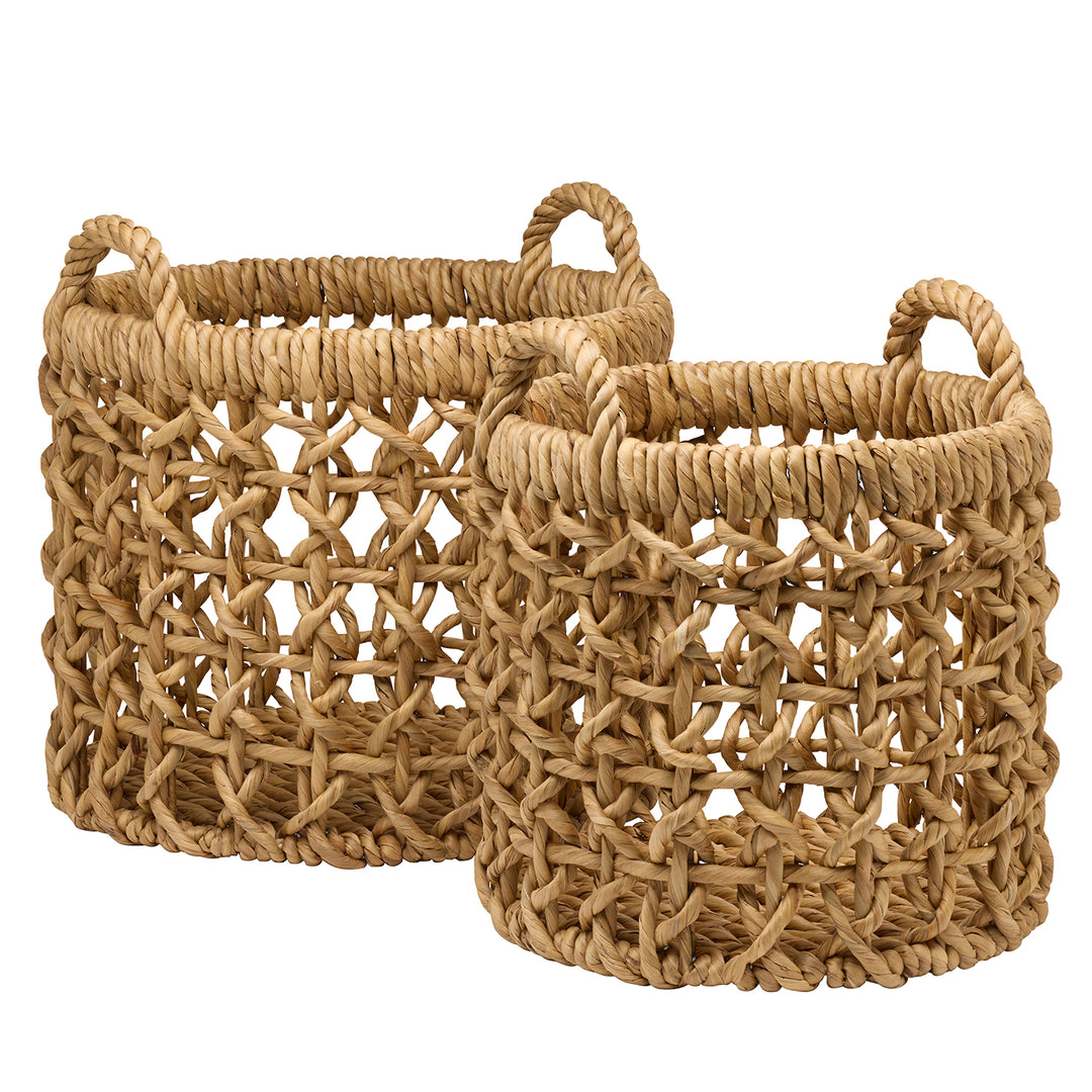 Catania Water Hyacinth Round Nested Baskets Set of 2 (Natural)