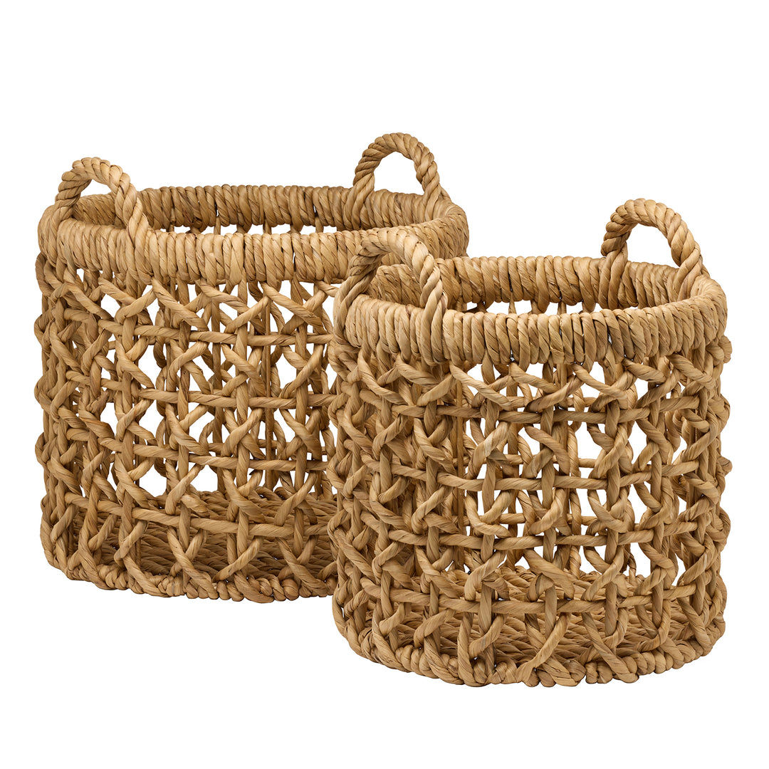 Catania Water Hyacinth Round Nested Baskets Set of 2 (Natural)