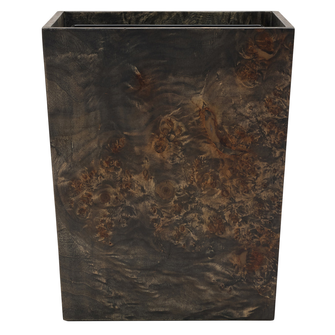 Chandler Ash Gray Mappa Burl Wastebasket Rectangle