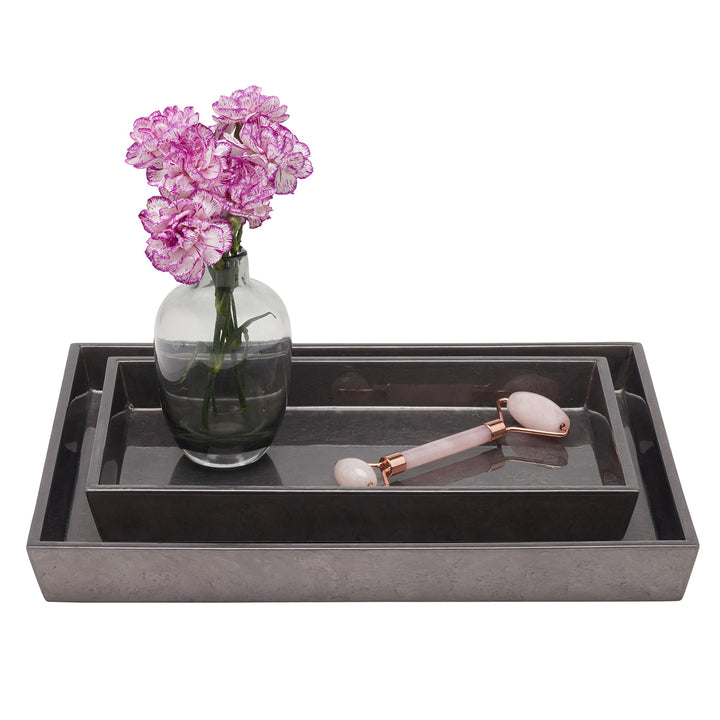 Charlotte Burl Resin Nested Trays Set/2 (Pewter)