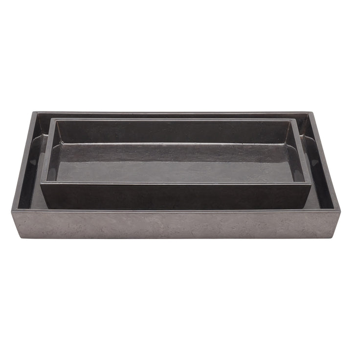 Charlotte Burl Resin Nested Trays Set/2 (Pewter)